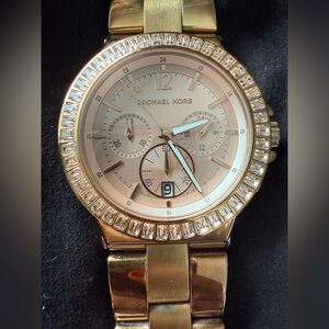 MICHAEL KORS Women's Dylan Rose Gold Tone Baguette Bezel Watch OS
